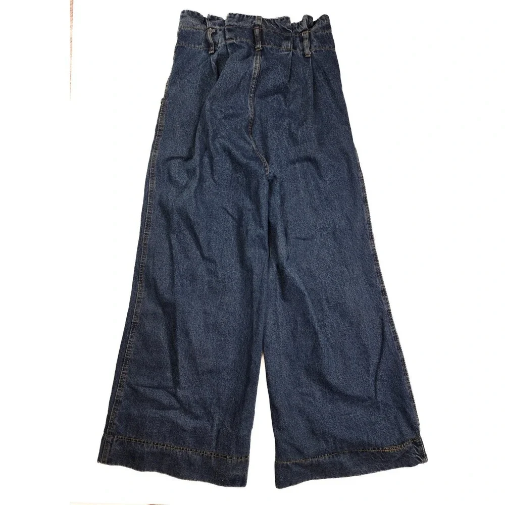 Lizette Collection High Waist Paper Bag Wide Leg‎ Jeans Women's Size XL 30x31